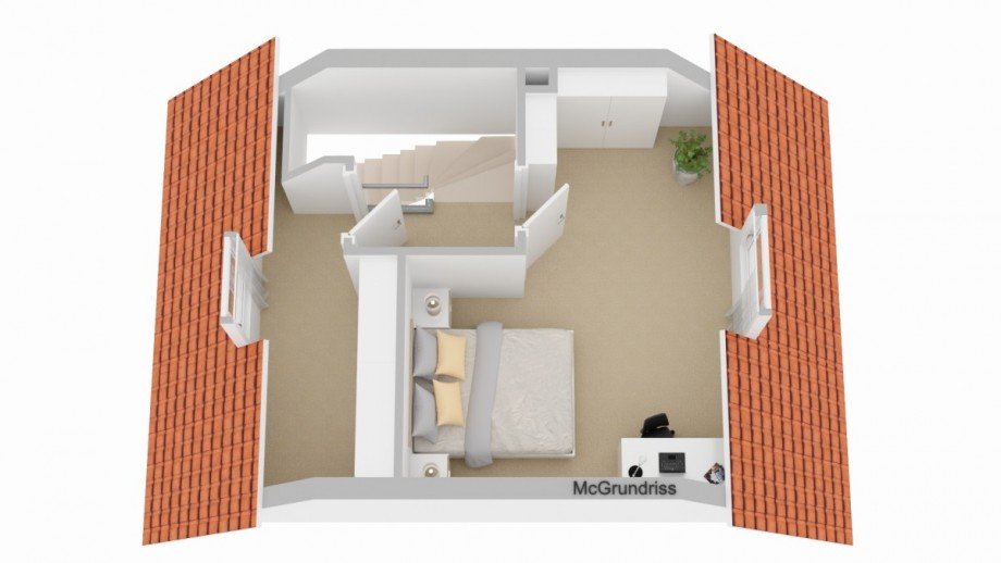 3D Grundriss DG Reihenmittelhaus Leverkusen