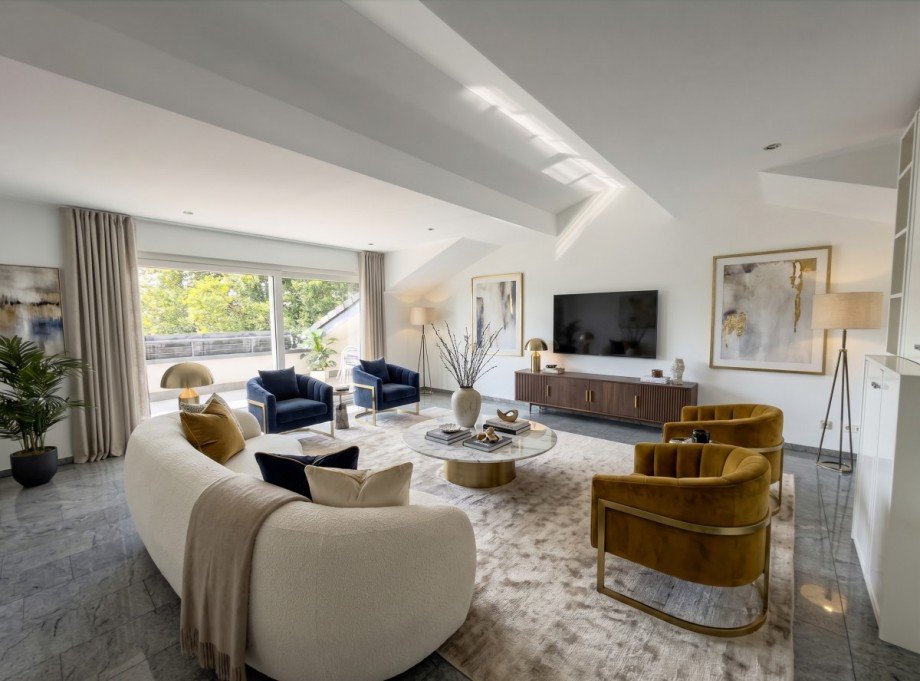 Wohnzimmer visualisiert Penthousewohnung Leverkusen