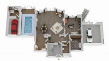 Grundriss Erdgeschoss Schwimmbad/Garten/3 Einheiten: Freistehendes Dreifamilienhaus in Bestlage