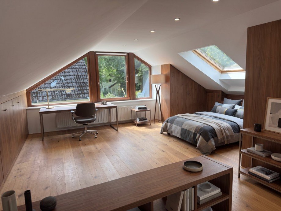 OG Schlafzimmer visualisierung Zweifamilienhaus Leverkusen