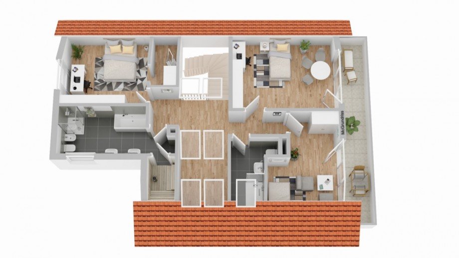 3D Grundriss OG Einfamilienhaus Leverkusen