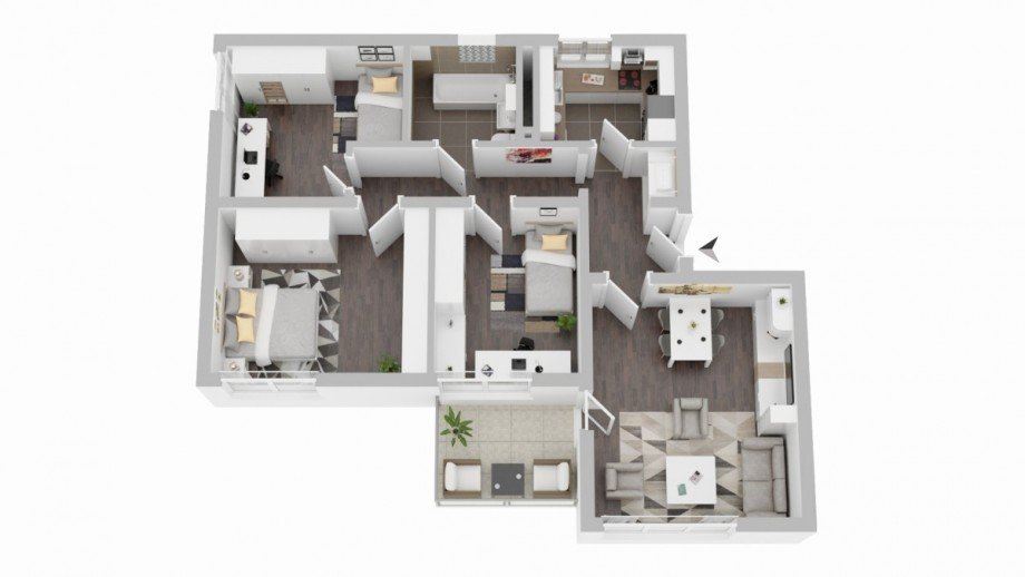 Grundriss Visualisiert Etagenwohnung Leverkusen