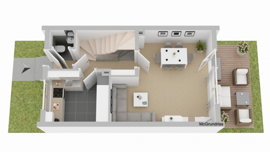 Grundriss EG Reihenmittelhaus Leverkusen