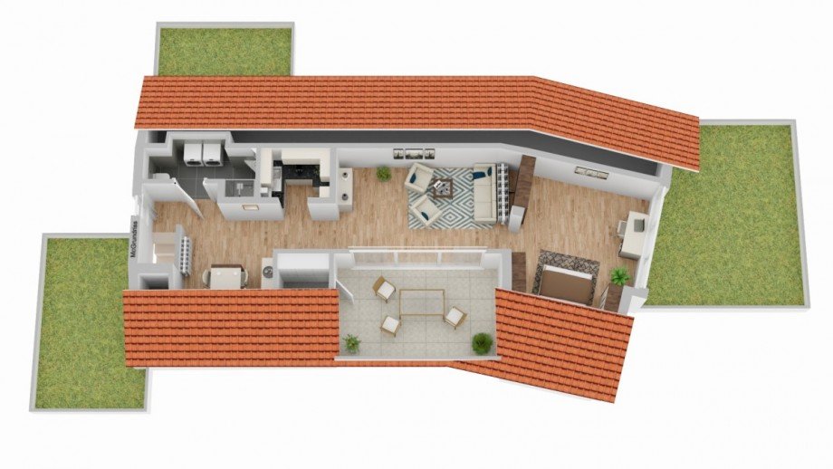 3D Grundriss Dachgeschoss Zweifamilienhaus Leverkusen