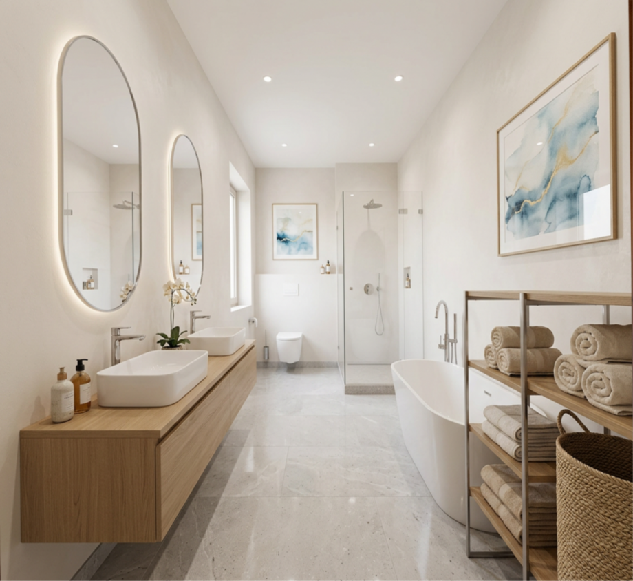 OG Badezimmer visualisiert Einfamilienhaus Leverkusen